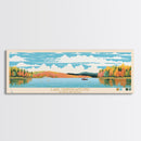 Lake Quinsigamond Massachusetts Framed Canvas Print, Panoramic Wall Art, Midcentury Modern, Pop Art, Bedroom Art, Travel Poster, Lake House Decor