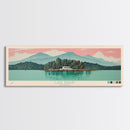 Lake Rabun Georgia Framed Canvas Print, Panoramic Wall Art, Midcentury Modern, Pop Art, Living Room Decor, Travel Poster, Lake House Art