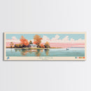 Lake Simcoe Quebec Framed Canvas Print, Panoramic Wall Art, Midcentury Modern, Pop Art, Bedroom Art, Travel Poster, Lake House Decor