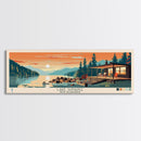 Lake Sunapee New Hamphire Framed Canvas Print, Panoramic Wall Art, Midcentury Modern, Pop Art, Bedroom Art, Travel Poster, Lake House Decor
