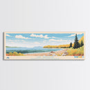 Lake Superior MinnesotaWisconsinMichigan Framed Canvas Print, Panoramic Wall Art, Midcentury Modern, Pop Art, Living Room Decor, Travel Poster, Lake House Art