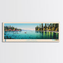 Lake Tahoe CaliforniaNevada Framed Canvas Print, Panoramic Wall Art, Midcentury Modern, Pop Art, Bedroom Art, Travel Poster, Lake House Decor