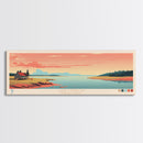 Lake Upsilon, North Dakota Panoramic Wall Art Framed Canvas Print, Midcentury Modern, Pop Art, Home Decor, Travel Poster, Living Room Art