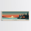 Lake Wanahoo, Nebraska Panoramic Wall Art Framed Canvas Print, Midcentury Modern, Pop Art, Home Decor, Travel Poster, Bedroom Art