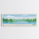 Lake of the Isles Minneapolis Framed Canvas Print, Panoramic Wall Art, Midcentury Modern, Pop Art, Living Room Decor, Travel Poster, Lake House Art