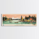 Martre Lake, Northwest Territories Panoramic Wall Art Framed Canvas Print, Midcentury Modern, Pop Art, Home Decor, Travel Poster, Living Room Art