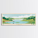 Medina Lake, Texas Panoramic Wall Art Framed Canvas Print, Midcentury Modern, Pop Art, Home Decor, Travel Poster, Bedroom Art