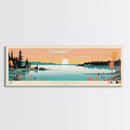 Mistassini Lake, Quebec Framed Canvas Print, Panoramic Wall Art, Midcentury Modern, Pop Art, Home Decor, Travel Poster, Bedroom Art