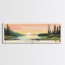 Moosehead Lake, Maine Framed Canvas Print, Panoramic Wall Art, Midcentury Modern, Pop Art, Home Decor, Travel Poster, Bedroom Art