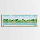 Olney Pond, Rhode Island Framed Canvas Print, Panoramic Wall Art, Midcentury Modern, Pop Art, Home Decor, Travel Poster, Living Room Art