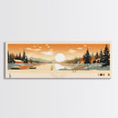 Pibel Lake, Nebraska Framed Canvas Print, Panoramic Wall Art, Midcentury Modern, Pop Art, Home Decor, Travel Poster, Bedroom Art