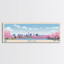 Rainy Lake, Minneapolis Framed Canvas Print, Bedroom Art, Midcentury Modern, Pop Art, Panoramic Wall Art, Travel Poster