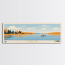 Storm Lake, Iowa Framed Canvas Print, Lake House Decor, Midcentury Modern Art, Pop Art, Travel Poster, Bedroom Wall Art