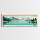 Tustumena Lake, Alaska Framed Canvas Print, Lake House Decor, Midcentury Modern Art, Pop Art, Travel Poster, Living Room Wall Art