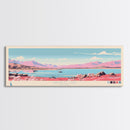 Washoe Lake, Nevada Framed Canvas Print, Panoramic Lake House Decor, Midcentury Modern Art, Pop Art, Travel Poster, Bedroom Wall Art