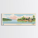 Weiss Lake, Alabama Framed Canvas Print, Lake House Decor, Panoramic Art, Midcentury Modern, Pop Art, Travel Poster, Living Room Wall Art