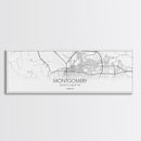 Panoramic Montgomery City Map, Alabama Art, Map Print, Minimalist Wall Art, Canvas Art, Housewarming Gift, Street Map Art, Closing Gift