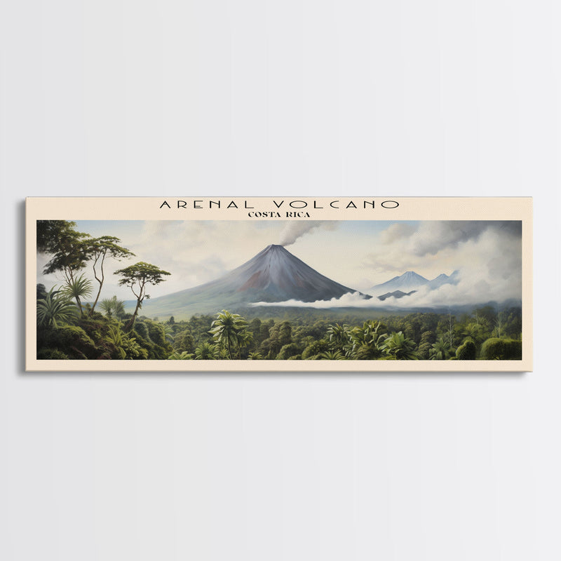 Arenal Volcano Travel Poster Print, Framed Canvas Print, Costa Rica Travel Art, Wood Framed Art, Wall Hanging, Home Decor