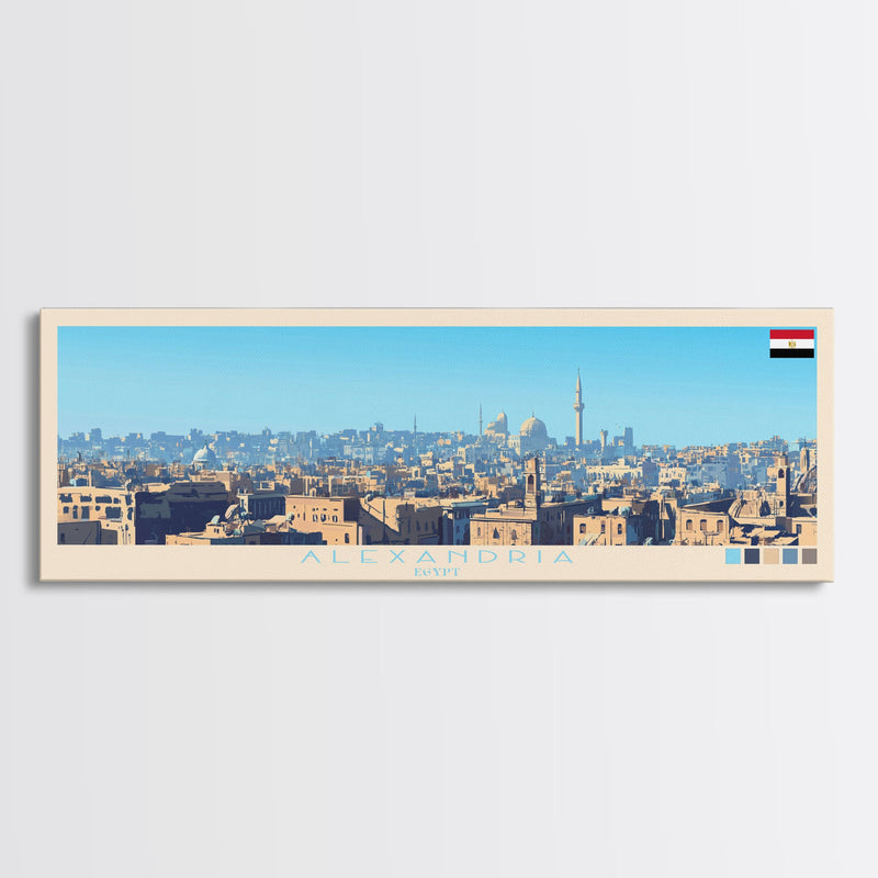 Algiers, Algeria Panoramic Travel Poster Canvas Print, Algiers, Algeria Painting, Algeria Art, Algiers Travel Art, Guest Room Painting