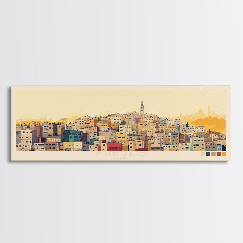 Andulo, Angola Travel Poster Panoramic Canvas Print, Andulo, Angola Painting, Angola Art, Andulo Travel Art, Guest Room Painting