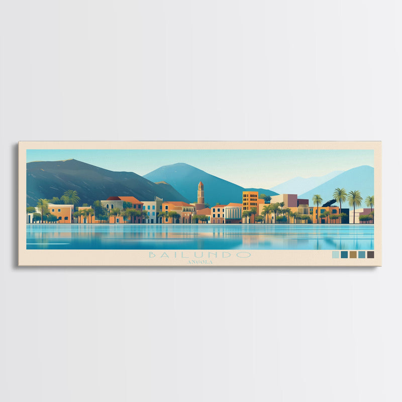 Bailundo, Angola Panoramic Travel Poster Canvas Print, Bailundo, Angola Painting, Angola Art, Bailundo Panoramic Travel Art, Travel Painting