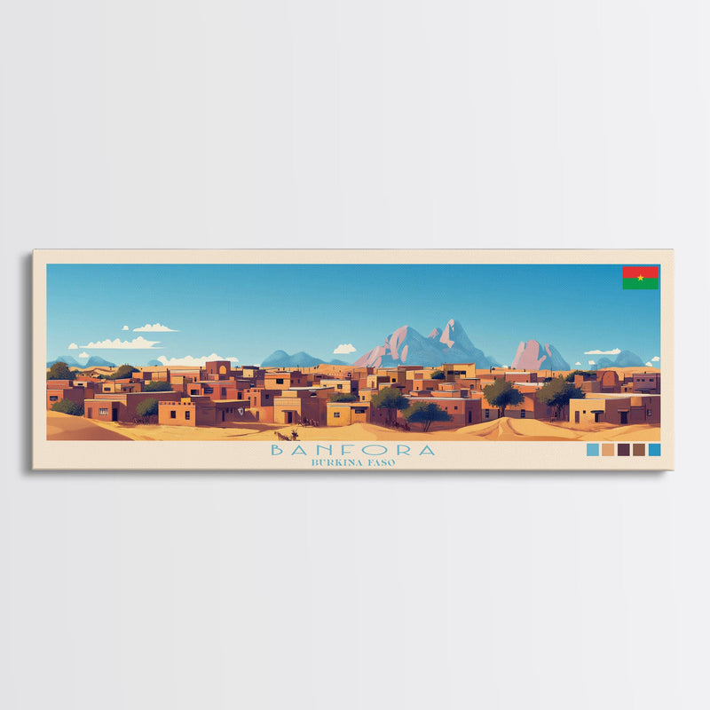 Banfora, Burkina Faso Panoramic Travel Poster Canvas Print, Banfora, Burkina Faso Painting, Burkina Faso Art, Banfora Travel Art, Guest Room Painting