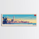 Panoramic Travel Poster Casablanca, Morocco Canvas Print, Casablanca, Morocco Painting, Morocco Art, Casablanca Travel Art, Guest Room Painting