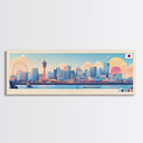 Osaka, Japan Panoramic Travel Poster Canvas Print, Osaka, Japan Painting, Japan Art, Osaka Travel Art, Guest Room Painting