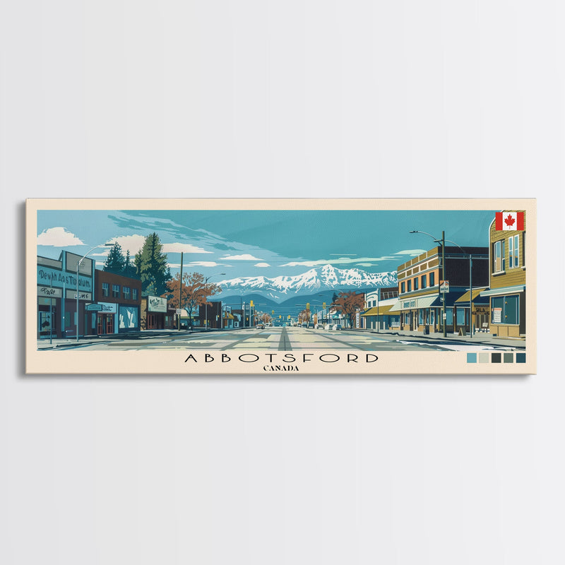 Abbotsford, Canada Panoramic Canvas Print, Abbotsford, Canada Painting, Canada Art, Abbotsford Travel Poster, Travel Art, Guest Room Painting