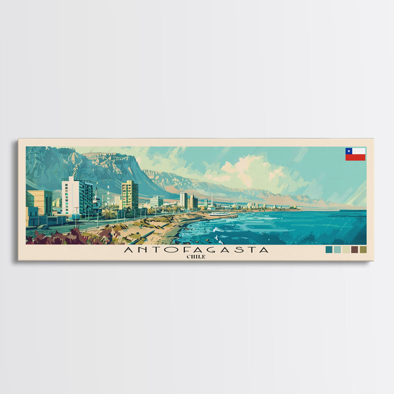 Antofagasta, Chile Panoramic Canvas Print, Antofagasta, Chile Painting, Chile Art, Antofagasta Travel Poster, Travel Art, Housewarming Gift