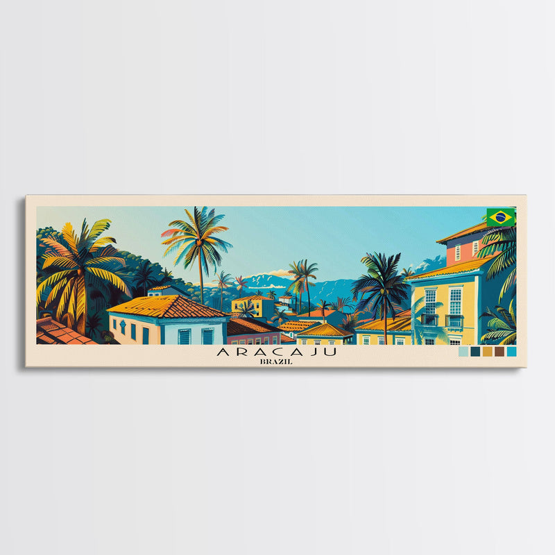 Aracaju, Brazil Panoramic Canvas Print, Aracaju, Brazil Painting, Brazil Art, Aracaju Travel Poster, Travel Art, Living Room Painting