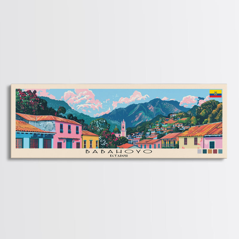 Babahoyo, Ecuador Panoramic Canvas Print, Babahoyo, Ecuador Painting, Ecuador Art, Babahoyo Travel Poster, Travel Art, Vacation Gift