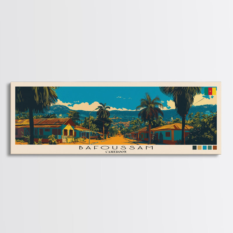 Bafoussam, Cameroon Panoramic Canvas Print, Bafoussam, Cameroon Painting, Cameroon Art, Bafoussam Travel Poster, Travel Art, Living Room Painting