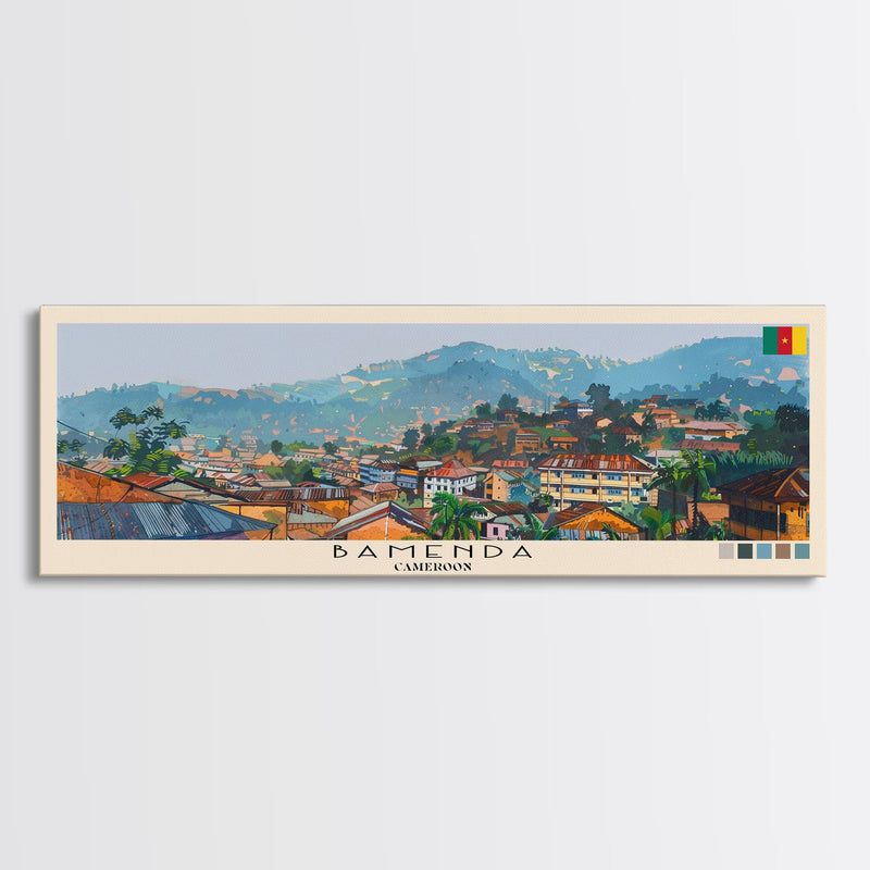 Bamenda, Cameroon Panoramic Canvas Print, Bamenda, Cameroon Painting, Cameroon Art, Bamenda Travel Poster, Travel Art, Vacation Gift