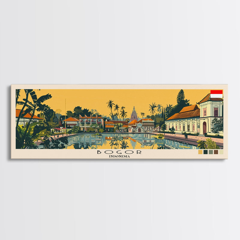 Bogor, Indonesia Panoramic Canvas Print, Bogor, Indonesia Painting, Indonesia Art, Bogor Travel Poster, Travel Art, Vacation Gift