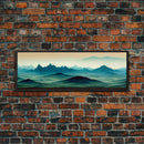 Emerald Green Rolling Hills and Mountains, Landscape Art, Ready To Hang Canvas Print, Framed Wall Art