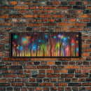 Abstract Forest Art, Woods Wall Art, Forest Art Print, Sparklers, Stars, Colorful Canvas Print, Panoramic, Wall Art, Canvas Print