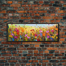 Framed Canvas Print of Original painting, Large wall art, Boho wall décor, Flower painting, Home decor, Modern art, Bedroom decor, Panoramic