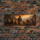 Jesus The Lion Of Judah, Framed Canvas Print, Christian Wall Art, Jesus and Lions, Oil Painting of Jesus
