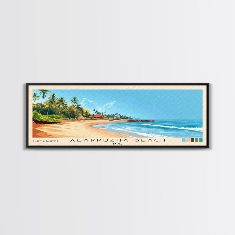 Alappuzha Beach, India Panoramic Print, Vacation Gift, India Wall Art, Beach Painting, Beach Decor, Large Wall Art, Wood Frame Art