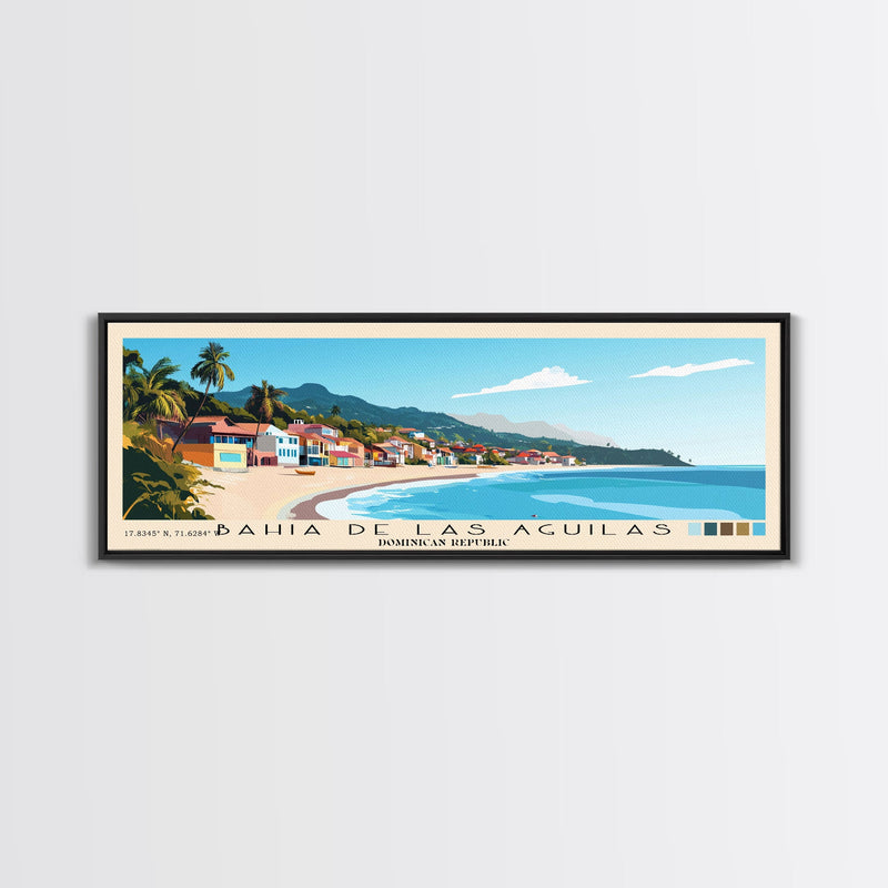 Bahia de Las Aguilas, Dominican Republic Panoramic Print, Vacation Gift, Dominican Republic Wall Art, Beach Painting, Beach Decor, Large Wall Art, Wood Frame Art