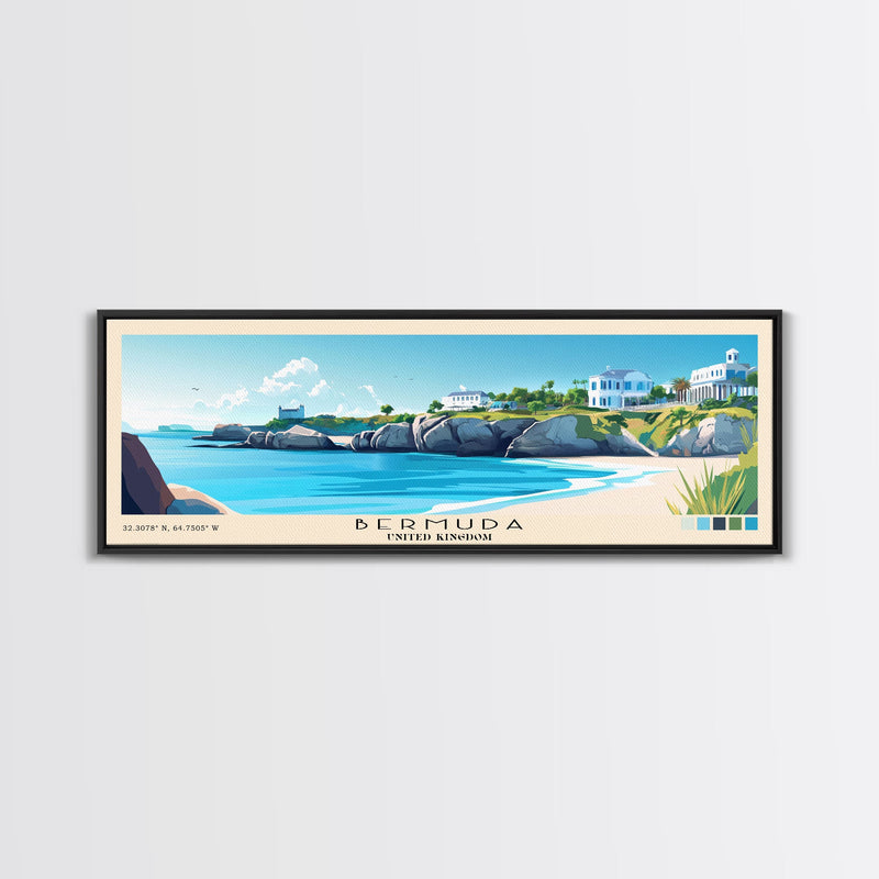 Bermuda, United Kingdom Panoramic Beach Print, Vacation Gift, United Kingdom Wall Art, Beach Painting, Beach Decor, Beach Painting