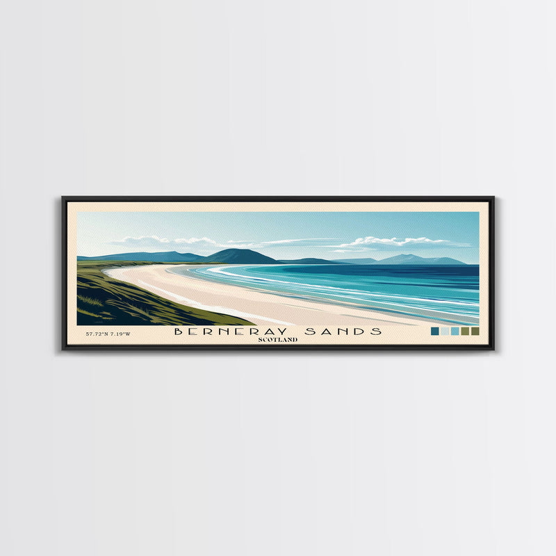 Berneray Sands, Scotland Panoramic Print, Vacation Gift, Scotland Wall Art, Beach Painting, Beach Decor, Large Wall Art, Wood Frame Art