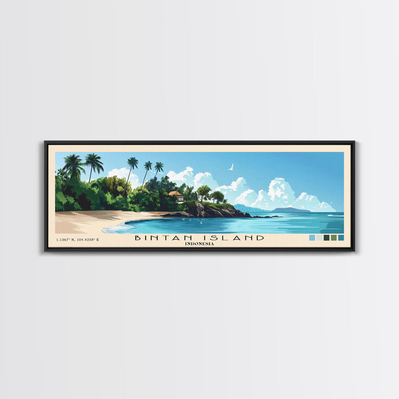 Bintan Island, Indonesia Panoramic Beach Print, Vacation Gift, Indonesia Wall Art, Beach Painting, Beach Decor, Beach Painting