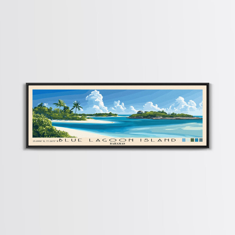 Blue Lagoon Island, Bahamas Panoramic Print, Vacation Gift, Bahamas Wall Art, Beach Painting, Beach Decor, Beach Or Lakehouse Art