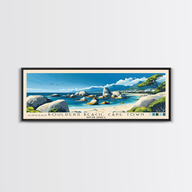 Boulders Beach, Cape Town, South Africa Panoramic Print, Vacation Gift, South Africa Wall Art, Beach Painting, Beach Decor, Beach Or Lakehouse Art