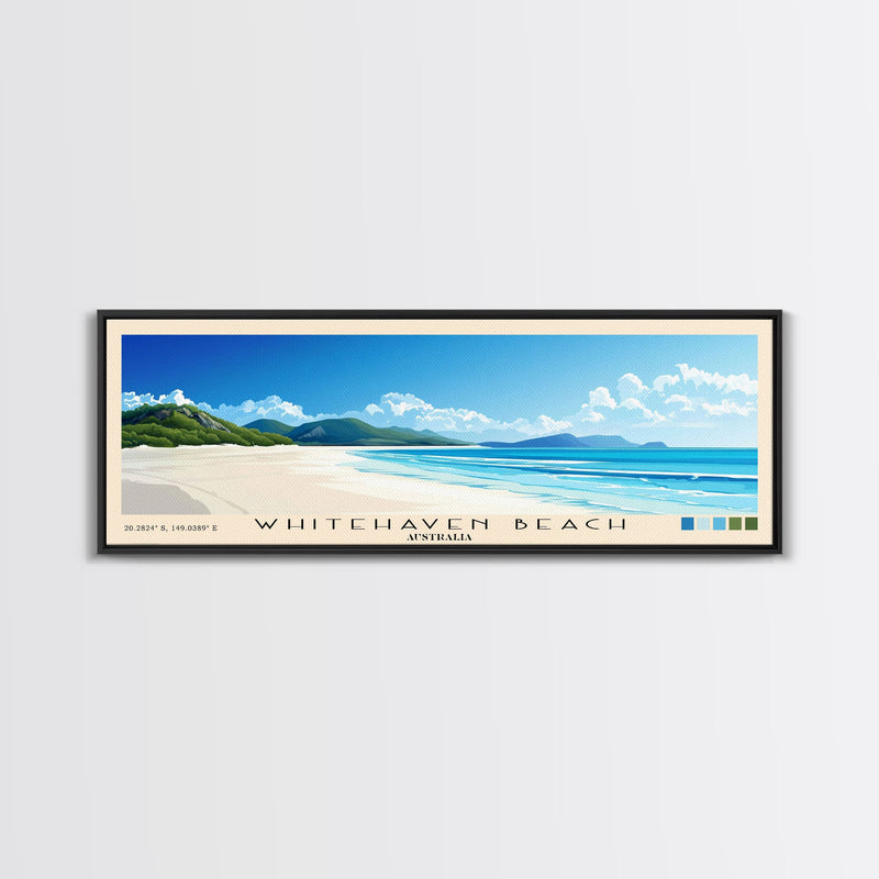 Whitehaven Beach, Australia Panoramic Beach Print, Vacation Gift, Australia Wall Art, Beach Painting, Beach Decor, Beach Painting