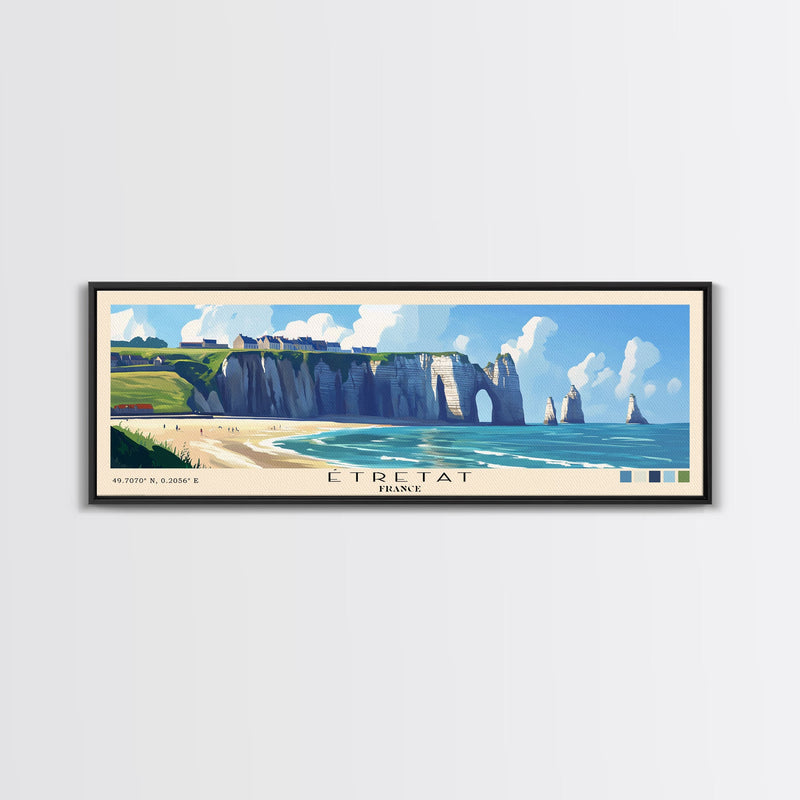 Ã‰tretat, France Panoramic Beach Print, Vacation Gift, France Wall Art, Beach Painting, Beach Decor, Beach Painting