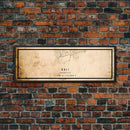 Vintage Panoramic Bali Indonesia City Map Wall Art Canvas Print, Distressed Style Map, Framed Wall Art, Cool Travel Wall Art, Office Art