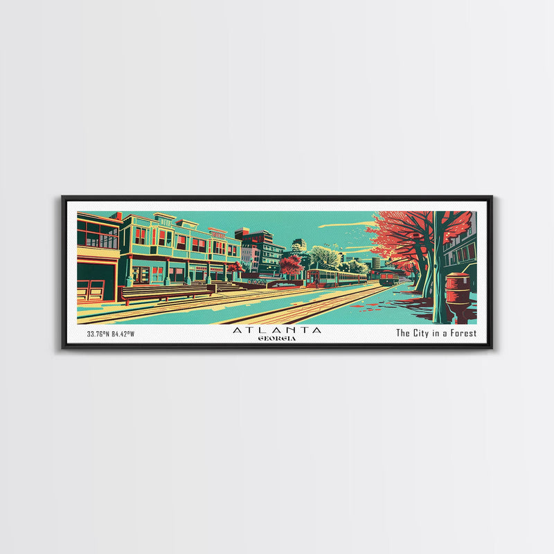 Atlanta Georgia Panoramic Travel Poster Canvas Print